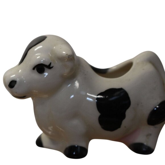Vintage Cow Holstein Toothpick Holder White with Black Spots Japan Pink Udder - Picture 4 of 8